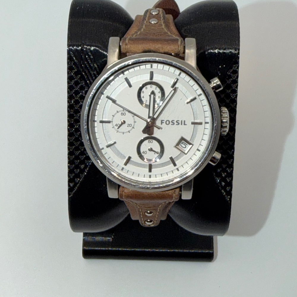 Fossil Chronograph Boyfriend Watch Women Brown Leather ES3625 Casual